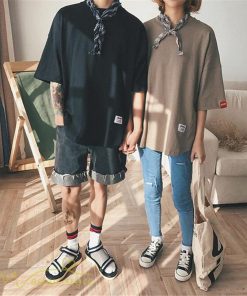 tシャツ・カットソー | Tシャツ カットソー 男女兼用 シンプル ゆったり 夏新作 サマー トップス レディース メンズ クルーネック おしゃれ 4色 黒 ピンク 白 カーキ 大きいサイズ