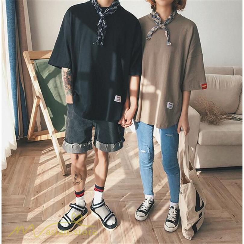 tシャツ・カットソー | Tシャツ カットソー 男女兼用 シンプル ゆったり 夏新作 サマー トップス レディース メンズ クルーネック おしゃれ 4色 黒 ピンク 白 カーキ 大きいサイズ