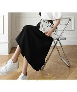 スカート | Aラインミモレ丈 裏地付き ボトムス 春 夏 黒 ベージュ カーキ おしゃれ お呼ばれ ファッション 女子会 カジュアル 無地 デート