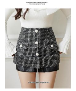 スカート | ミニレディース Aライン ハイウエスト ショート丈 カジュアル お出かけ 通勤 着回し オシャレ 新作 韓国風 ラシャ 暖か キレイめ 2022秋冬