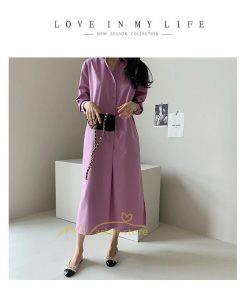 マキシ | シャツ シャツワンピ ワンピース ロング マキシ丈 シャツ 前開き 長袖 シャツ ひざ下丈 大きいサイズ アウター ワンピース 無地 体型カバー 20代30代40代50代