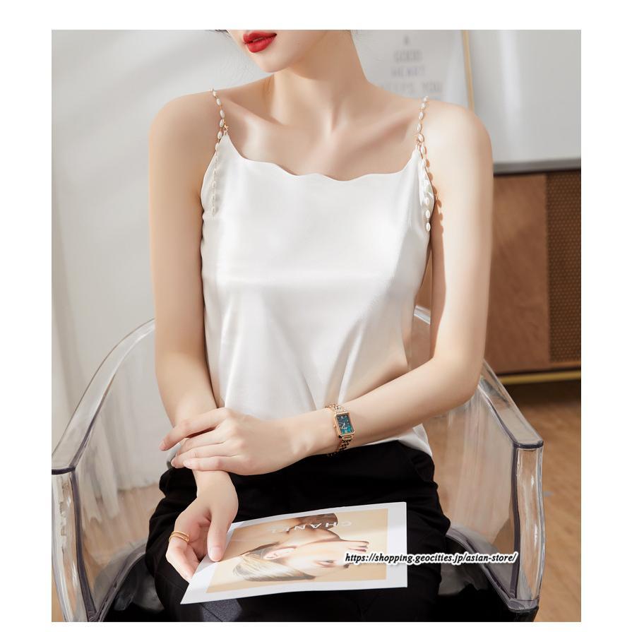 キャミソール タンクトップ | キャミソール サテン インナー レディース 重ね着 キャミ サテン生地 下着 肌着 ノースリーブ 光沢感のあるキャミソール 秋 滑らかな手触り 夏 トップス 春