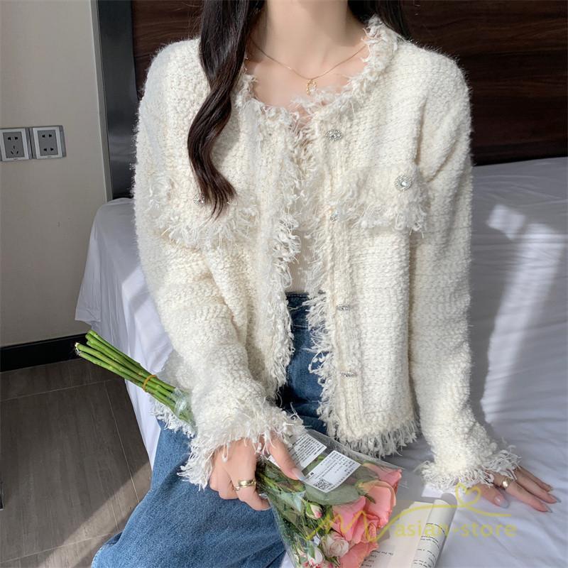 カーディガン | 2022秋冬ニットショート丈 アウター レディース ニットニット セーター 長袖 羽織り フロントボタン トップス 通学通勤 20代40代