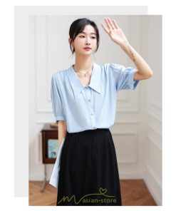 シャツ・ブラウス | ブラウス 半袖 レディース シャツ おしゃれ トップス レトロ オフィス 通勤 夏コーデ シンプル Vネック 上品 華奢見え 20代30代40代 着痩せ エレガント