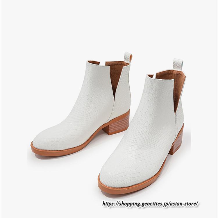 ショートブーツ | 大きいサイズ26.5cm レディース 上品 ブーツ 秋冬 春 チャンキーヒール 太ヒール シンプル ミドルヒール ブーティー 大人 スリッポン 黒ブーツ