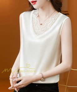 キャミソール タンクトップ | レディース トップス タンクトップ ノースリーブ 無地 『襟元レースデザインタンク』 Ｖネック Ｖネックタンク 20代30代40代50代 快適 アウター 着痩せ インナー