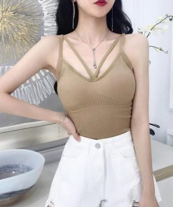 キャミソール | ブラトップ チラ見え 下着 カップ付 ベアトップブラ レディース インナー クロスストラップ ブラキャミ
