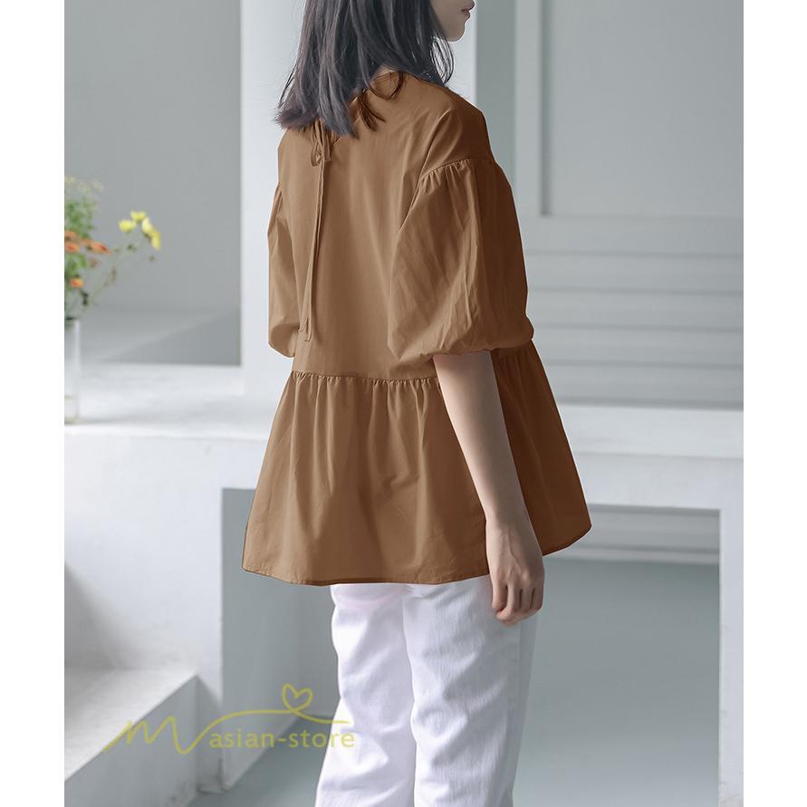 tシャツ・カットソー | Tシャツ レディース トップス サマー 半袖 無地 ゆったり ゆったり 可愛い フェイク 春物 夏服 カットソー 20代30代40代 ブラウス 薄手 体型カバー シンプル