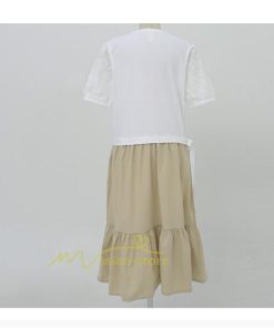 マキシ | 新作 ワンピース ロング丈 半袖 ロンTワンピース 夏ワンピ ロング丈 レイヤード風 異素材切替 ラウンドネック 体型カバー 無地 ゆったり 着痩せ 40代 50代 30代