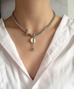 ネックレス | 首飾り ストリート チェーンチョーカー アクセサリー ショート ダンベル シルバー レディース ペンダント