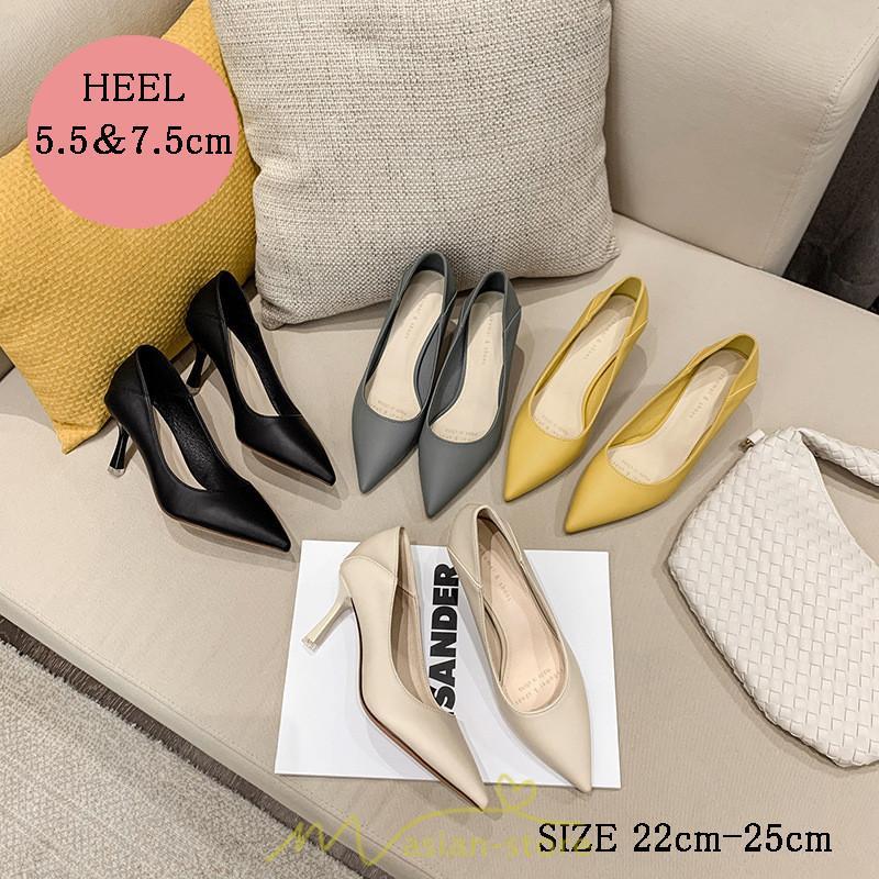 パンプス | 痛くない ハイヒール 黒 黄色 歩きやすい ポインテッドトゥ 5.5cm7.5cm 冠婚葬祭 脱げない 軽量 走れる リクルート OL 通勤 シューズ レディース 面接