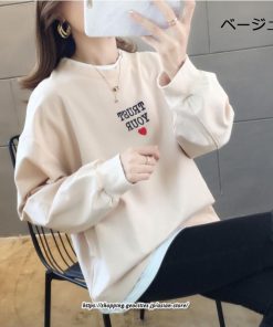 パーカー | 送料無料 重ね着 トレーナー レディース レイヤード フェイクレイヤード カットソー スウェット アルファベット刺繍 体型カバー トップス 長袖