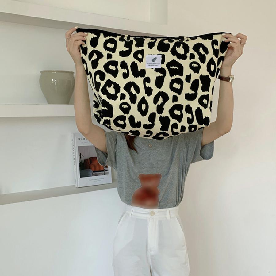 ショルダーバッグ | ヒョウ柄 キャンバストートバッグ 韓国
