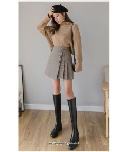 スカート | ミニレディース Aライン ハイウエスト キュロットショート丈 グレンチェック お出かけ 通勤 オシャレ 韓国風 着回し 新作 2022秋冬