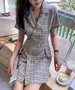 ミニ丈 | シャツワンピース レディース きれいめ チェック柄 夏新作 2021 コーデ カジュアルワンピ 韓国風 着痩せ 細身 日常感 レトロ 上品 アウトドア お出かけ デート
