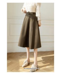 スカート | レディース 秋 冬 秋冬 ミモレ丈 膝丈 ロング 無地 ミディアム丈 ひざ丈 厚手 Aライン ハイウエスト 2022年秋冬 通学 暖か おしゃれ 通勤 ラシャ