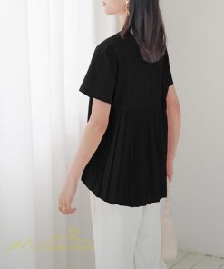 ｔシャツ・カットソー | Tシャツ レディース 春 夏 秋 Tシャツ 半袖 ブラウス かわいい プリーツTシャツ 無地 半袖 ゆったり 20代 きれいめ 40代 カットソー シンプル 韓国風 30代