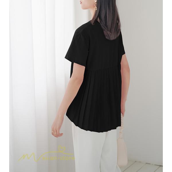 tシャツ・カットソー | Tシャツ レディース 春 夏 秋 Tシャツ 半袖 ブラウス かわいい プリーツTシャツ 無地 半袖 ゆったり 20代 きれいめ 40代 カットソー シンプル 韓国風 30代