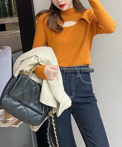 ニット・セーター | ニットトップス 胸開き プチハイネック