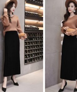 スカート | 短納期プリーツニットプリーツニットマキシニット ハイウェスト ロングAライン シンプル キレイめ 大人 無地