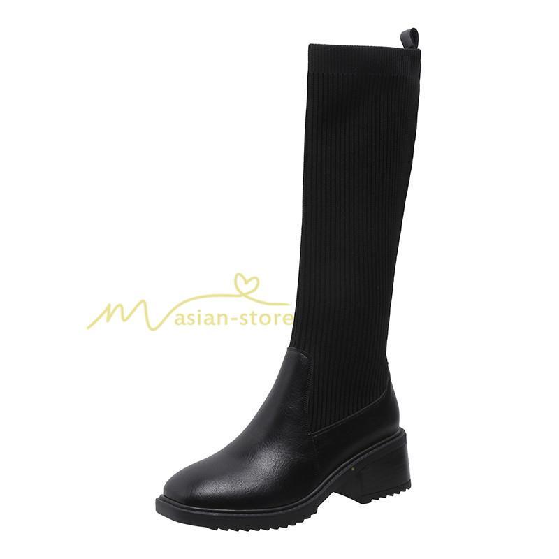 ロングブーツ | ブーツ ヒール カジュアル レディース 靴 シューズ お出かけ 秋冬 ロング丈ブーツ ジョッキーブーツ 春秋冬 美脚 黒靴 太ヒール 大人