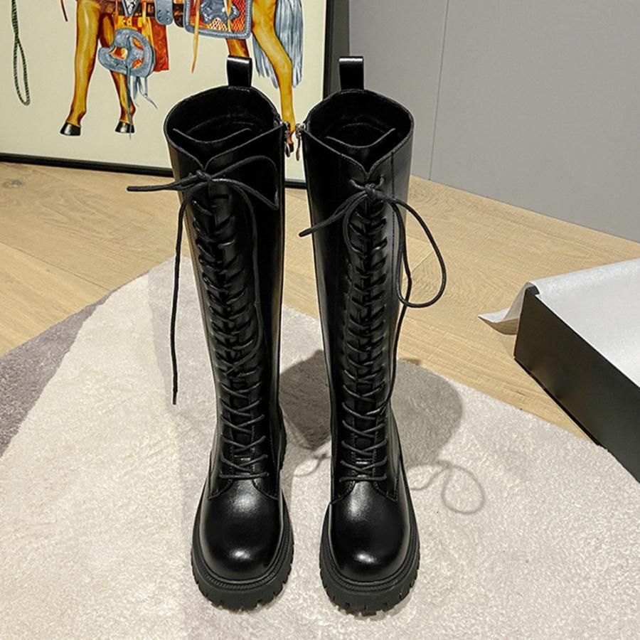 ニーハイブーツ | ロングブーツ レディース レースアップ靴