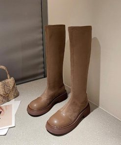 ニーハイブーツ | ロングブーツ ラウンドトゥ 厚底ブーツ