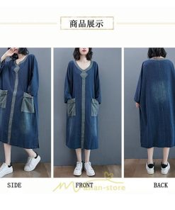 デニムワンピース | ワンピース 長袖 シャツワンピース デニムシャツ 無地 Aラインワンピ スリム 可愛い スリット ロングワンピ ワンピ ポケット 20代30代40代