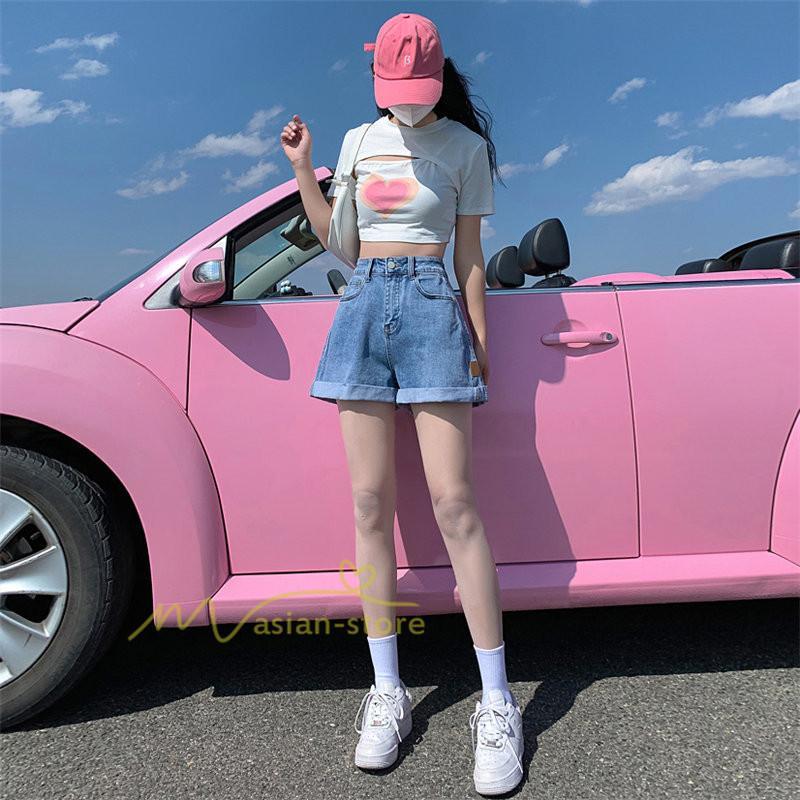 ショートパンツ | レディース ボトムス パンツ ロールアップデニム 夏新作 美脚 デニム ゆったり おしゃれ 通勤通学 20代30代40代 カジュアル お出かけ 韓国風