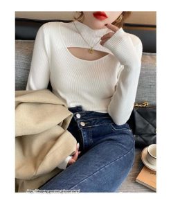 ニット・セーター | カットソー ニット レディース リブニット 長袖 秋冬 春 トップス スリム ストレッチ インナー 無地 通学通勤 着痩せ 長袖カットソー 長袖ニット プルオーバー