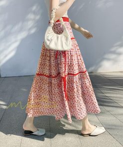 スカート | フレアロングレデイース リネンウエストゴム 綿麻混 マキシマキシ レトロ風 体型カバー リゾート 夏物