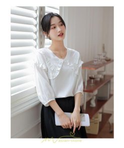 シャツ・ブラウス | トップス ブラウス 七分袖 シャツ きれいめ レディース 夏 白 赤 クルーネック フリル 春夏コーデ オフィス お仕事 通勤 就活 お出かけ ビジネス カジュアル