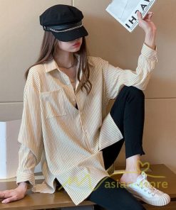 在庫ある | 短納期シャツレディースブラウス ビジネスカジュアルゆったりシャツトップス フォーマルシャツ オフィスブラウス ストライプ 薄手 通学通勤 春夏衣装 着痩せ