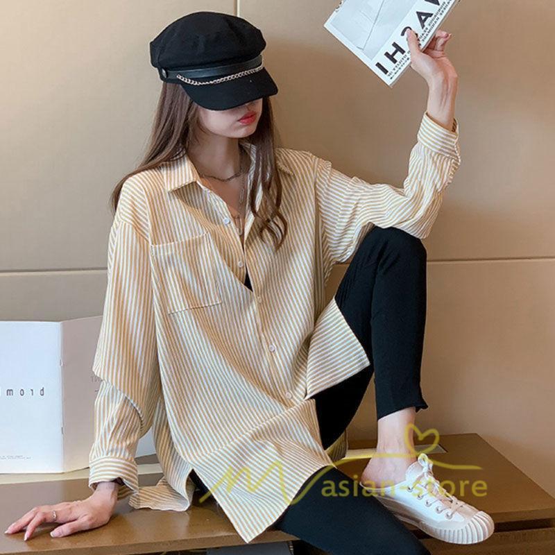 在庫ある | 短納期シャツレディースブラウス ビジネスカジュアルゆったりシャツトップス フォーマルシャツ オフィスブラウス ストライプ 薄手 通学通勤 春夏衣装 着痩せ