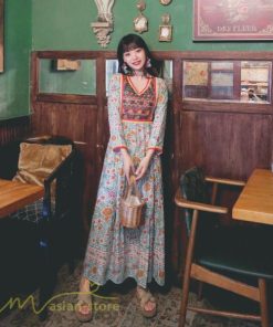 マキシ | ロングワンピース マキシワンピース エスニック リゾート ワンピ コットン カジュアル 大人 春 夏 秋 Vネック ゆったり 着痩せ Aライン 体型カバー きれいめ