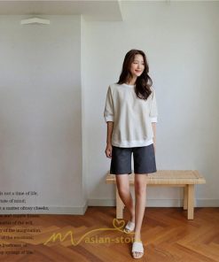 シャツ・ブラウス | ブラウス トップス ｔシャツ 半袖 体型カバー レディース シャツ 20代 30代 40代 ママ 50代 60代 大人 無地 ファッション 夏服 新作 2022 綿麻 ゆったり 丸首