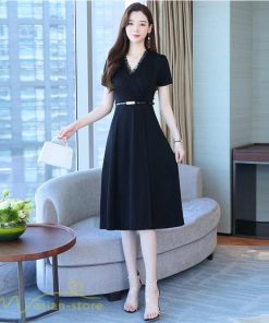 ミディアム | Aラインワンピース ワンピース レディース 着痩せ 無地 半袖 Vネック ひざ丈 ミディアムワンピース カジュアル おしゃれ 30代 20代 上品 大きいサイズ 40代