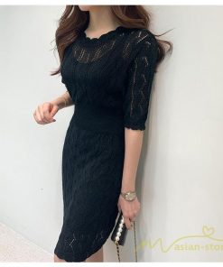 ミディアム | ワンピース レディース ニットワンピース 膝丈ワンピース タイト 膝丈 ミディアム丈 ハーフスリーブ 半袖ワンピース ワンピース 上品 スリム ニット きれいめ