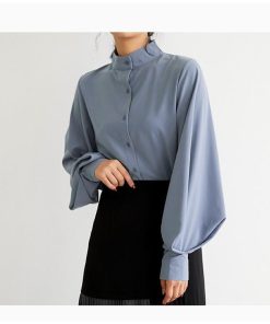 シャツ・ブラウス | 長袖ブラウス レディースシャツ トップス 無地 可愛い シフォンシャツ 春物 夏服 羽織り 前開き ボタン パフスリーブ 発表会 20代30代40代 大人 オフィス