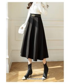 スカート | ロング秋 冬 レディース ボトムス ロング フレアAライン プリーツ 30代 40代 50代  ラシャ 送料無料 暖か 2022年秋冬 通勤 通学