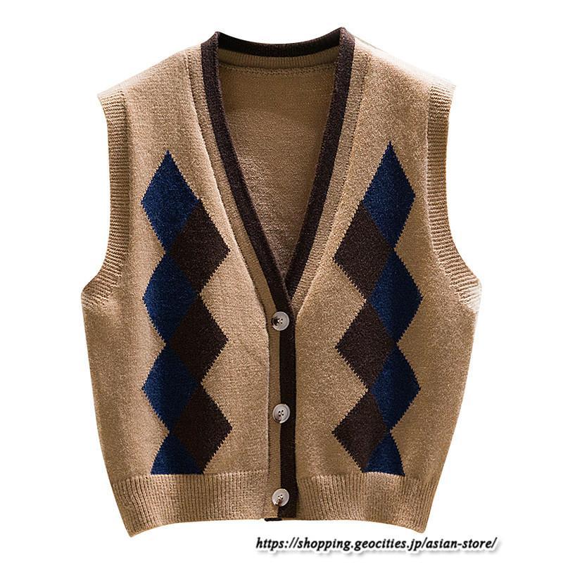 ベスト | ニットレディース トップス Vネック タンクトップ ノースリーブ 袖なし インナー ニット セーター レイヤード風 20代30代 女ニット 重ね着風