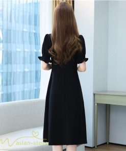 ミディアム | ワンピース レディース 着痩せ 半袖 Vネック カジュアル Aライン おしゃれ ミディアムワンピース エレガント 大きいサイズ 黒 夏 サマーワンピース 夏服 新作