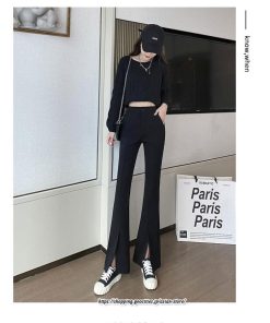 チノ・テーパード・ジョガー・スキニーパン | フレアパンツ レディース ハイウエスト センターシーム 韓国ファッション オフィス カジュアル 通勤 シンプル デイリー 春 秋 韓国 送料無料 冬 スリット