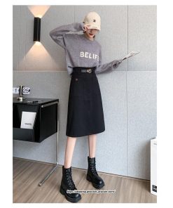 スカート | ミモレ丈 ひざ丈 レディース スリット リゾート 体型カバー 着痩せ Aライン 上品 2022新作 オシャレ キレイめ 韓国風 ポケット 秋冬