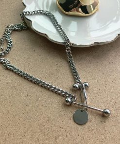 ネックレス | 首飾り ストリート チェーンチョーカー アクセサリー ショート ダンベル シルバー レディース ペンダント