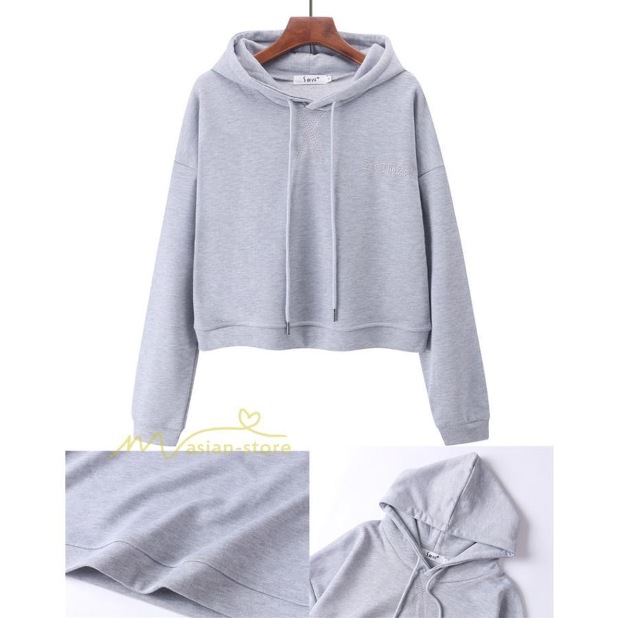 パーカー | 秋新作 長袖フード付き 秋冬 コーデ 薄手 ショート丈 6色 刺繍 シンプル 人気 おしゃれ スウェット プルオーバー 上品 トレーナー 秋物