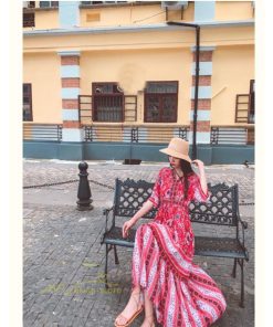 マキシ | 夏ワンピース ロングワンピース フレアワンピース 五分袖 落ち感 涼しい Vネック 大人 可愛い 旅行 パーティードレス お呼ばれワンピース 30代40代 ビーチ