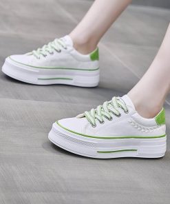スニーカー | レディースシューズ レースアップ ローカット 厚底靴 履きやすい キャンバス カジュアルシューズ フラットシューズ