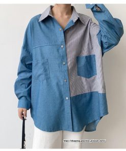 シャツ・ブラウス | ドッキングシャツ レディース 秋物 切替 デニムシャツ ライトアウター トップス 前後差 ゆったり 大きめ 長袖シャツ 20代40代 体型カバー 大人 通学通勤