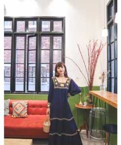 マキシ | ロングワンピース 長袖 レディース 秋物 刺繍 ダンス Aラインワンピース 舞台 パーティーワンピース 50代60代 30代40代 長袖ワンピース ゆったり コスプレ